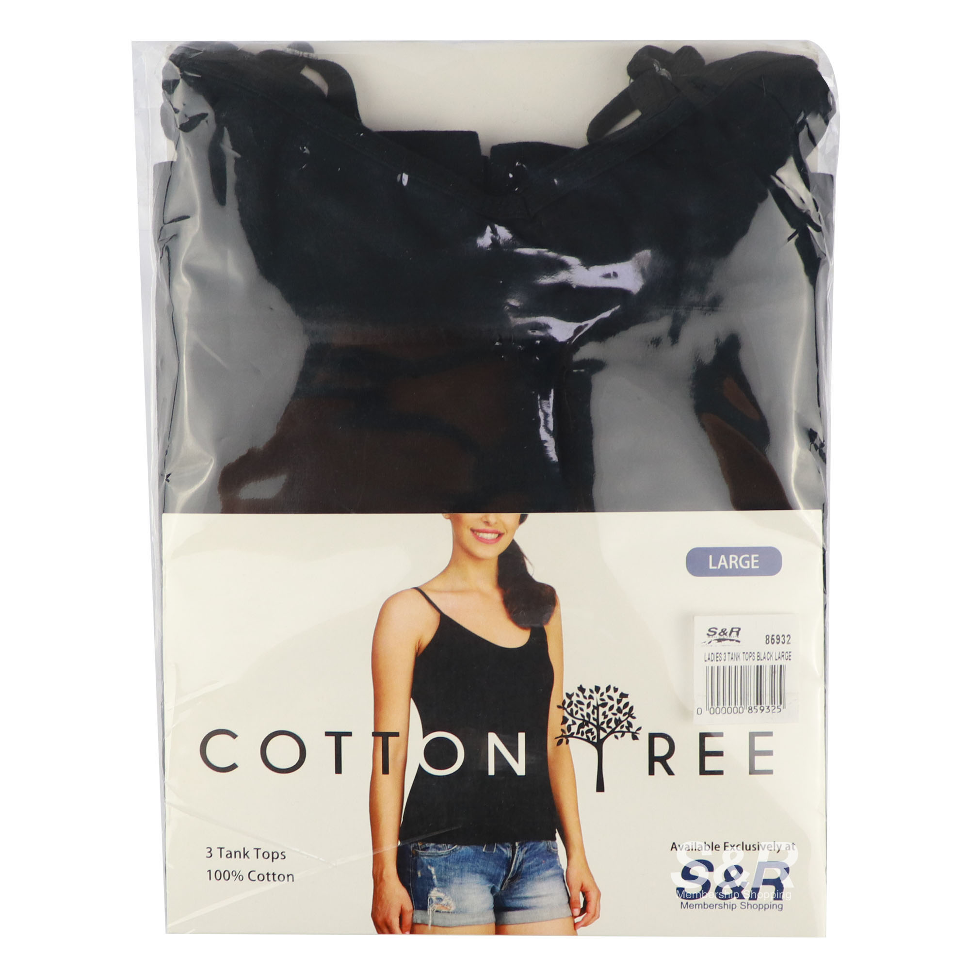 Cotton Tree Ladies' Black Tank Top Large 3pcs Cotton Tree Ladies' Black Tank Top Large 3pcs